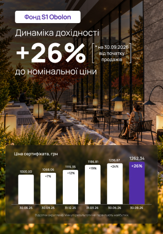 Результати вересня фонду S1 Obolon: +18,5% зростання вартості у гривні та +9,1% у доларах за рік